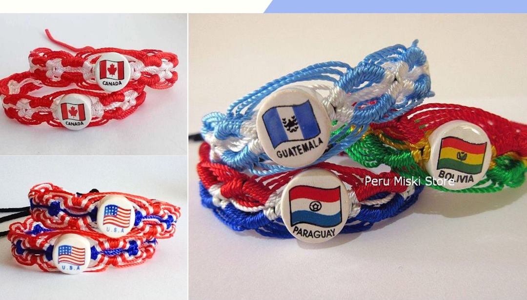 Bracelet brésilien drapeau france, zig-zag, 6 brins - Un grand marché Bracelet brésilien drapeau france, zig-zag, 6 brins - Un grand marché