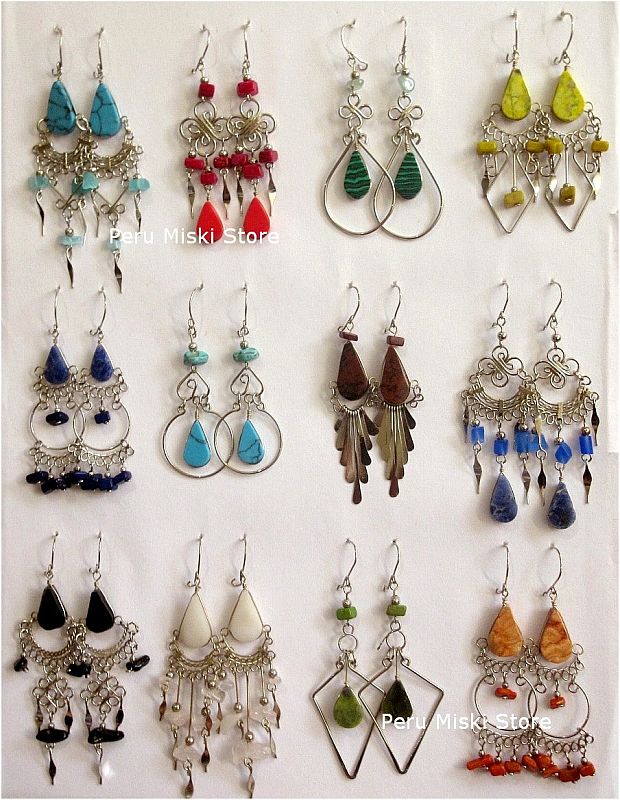Stone Earrings, Handcrafted in Alpaca Silver