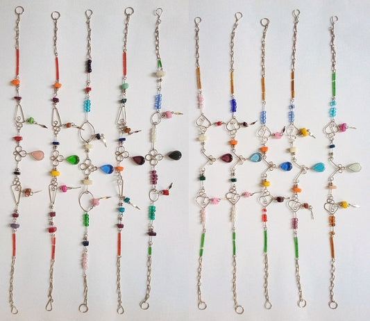 Anklets made with Alpaca Silver and Murano drops