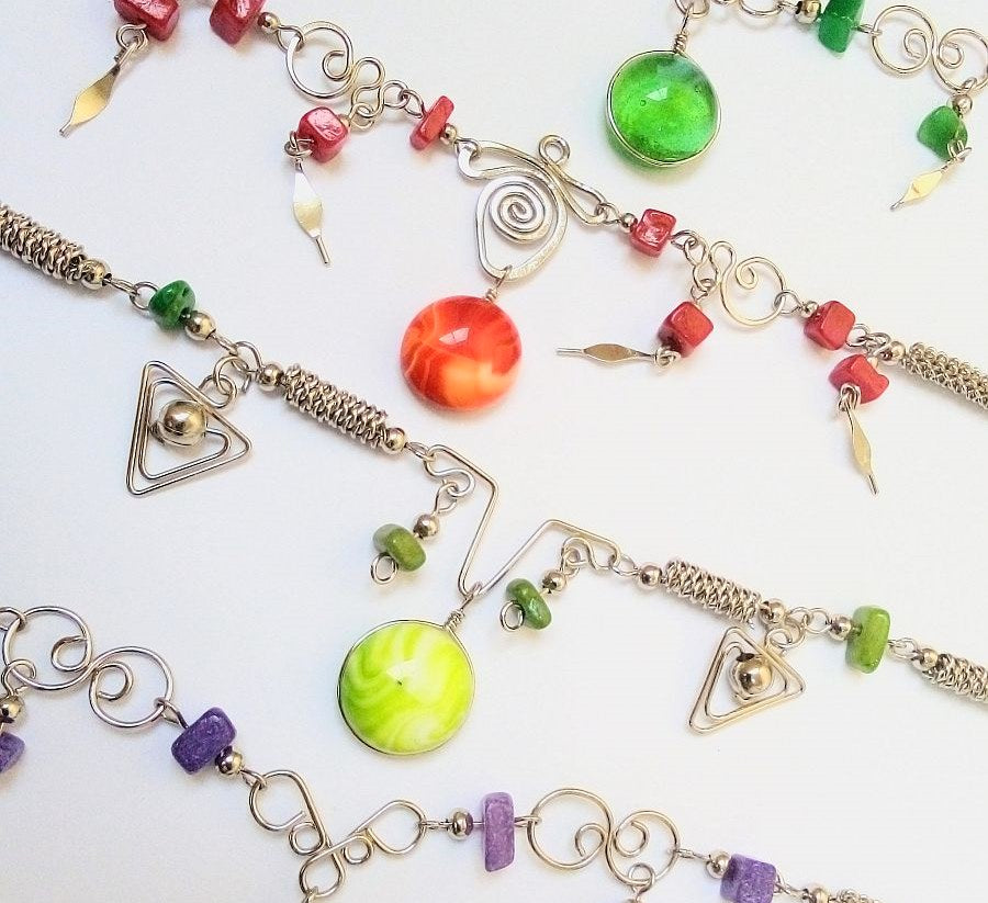 Anklets, Alpaca Silver and Murano