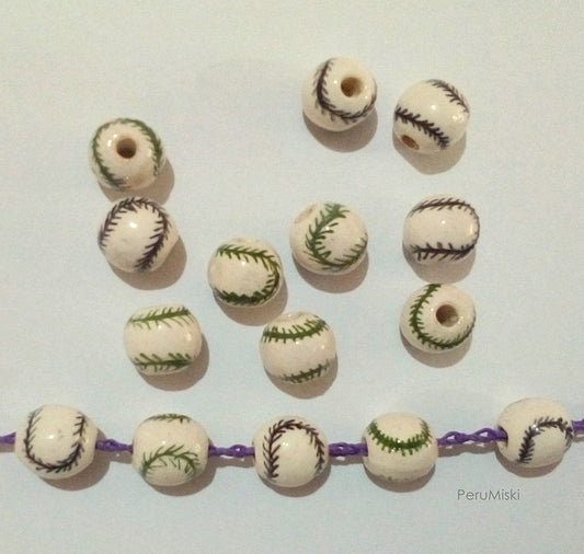Peruvian Ceramic Beads, Baseball