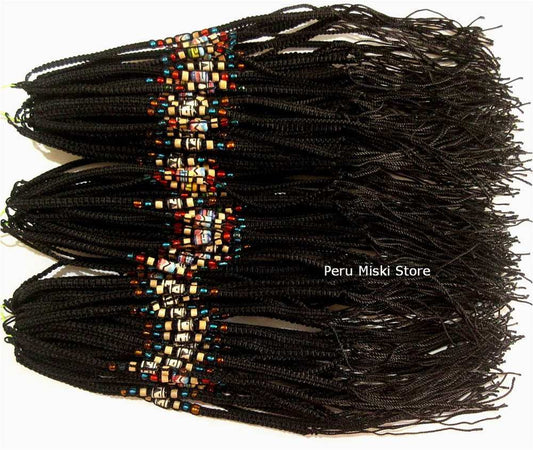 Black Friendship Bracelets with Small Ceramics