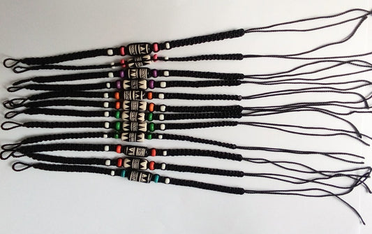 Friendship bracelets, black and white, large ceramic bead