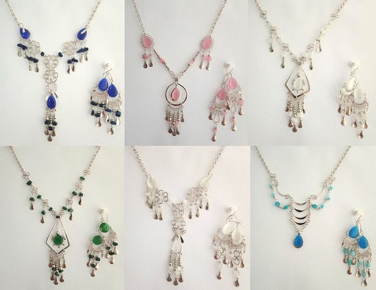 Cat's eye and Alpaca Silver, necklaces and earrings