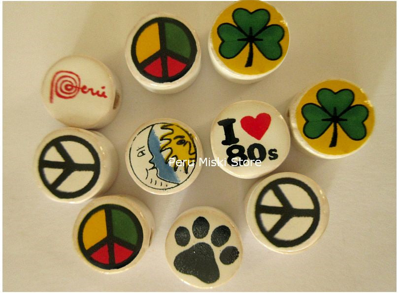 Ceramic Clay Beads, round 14mm, many designs