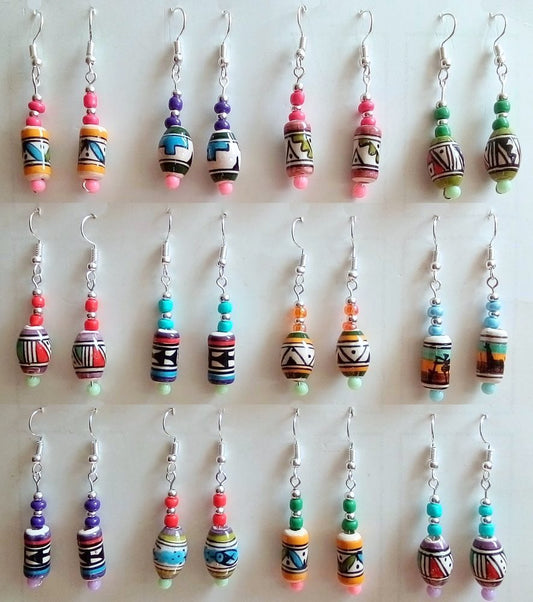Drop earrings with Peruvian ceramic beads