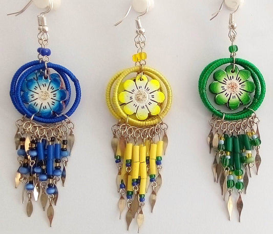 Flower earrings, Dangle