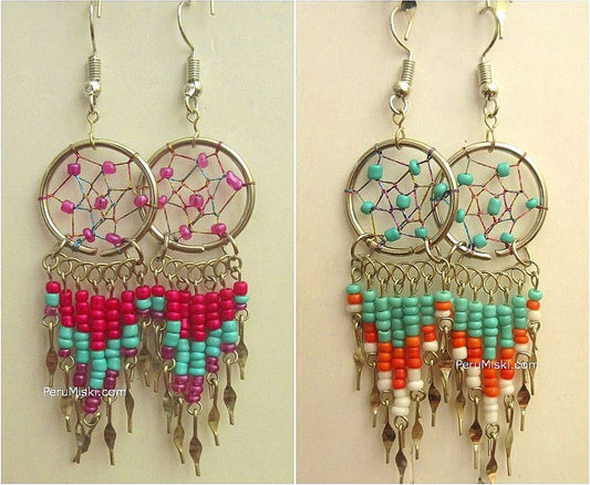 Dreamcatcher Earrings, metal ring