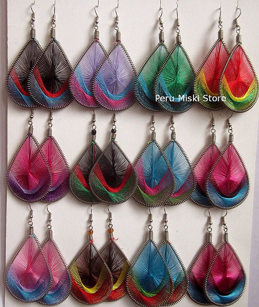 Thread Earrings, drop shape
