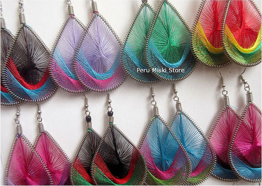 Thread Earrings, drop shape