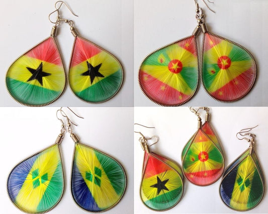 Earrings,  flag of Ghana, Grenada, St Vincent