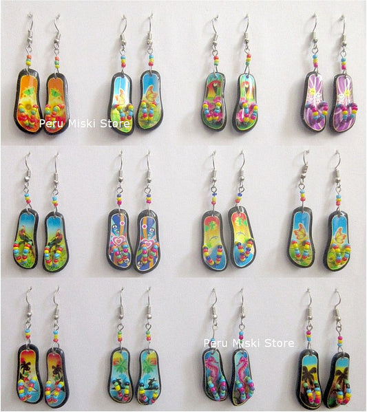 Earrings, Colorful Flip Flops, 1.25 inch