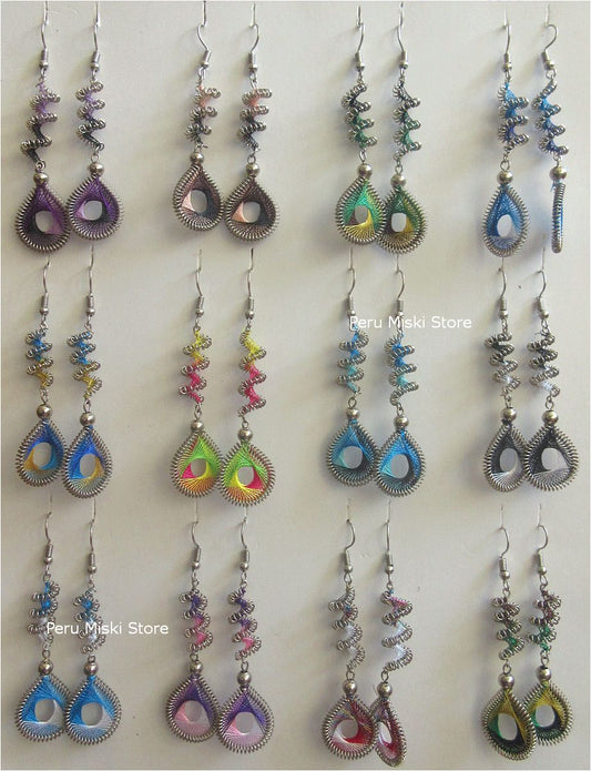 Spiral Swirl Thread Earrings with drop
