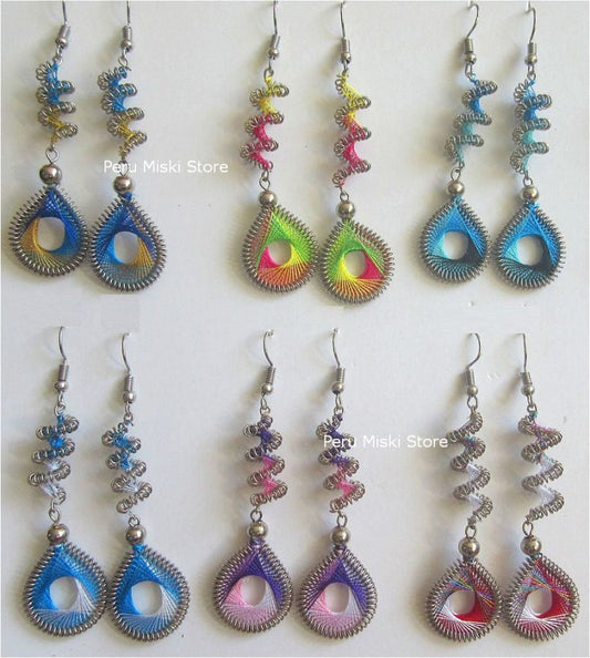 Spiral Swirl Thread Earrings with drop