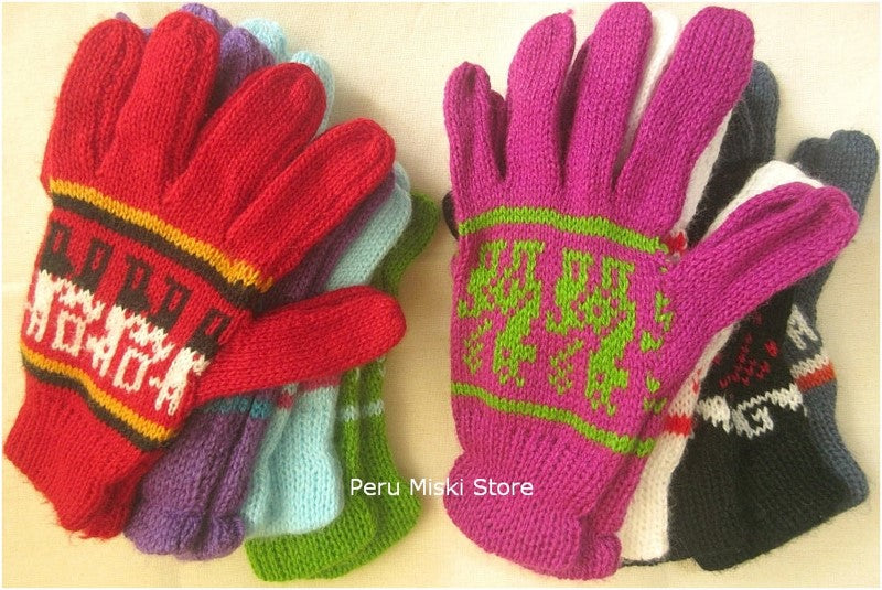 Gloves with Llama design, Alpaca blend
