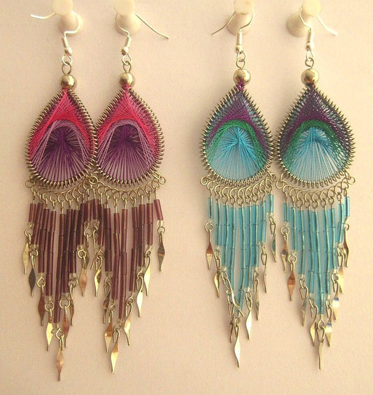 Large Drop thread Earrings, Dangle
