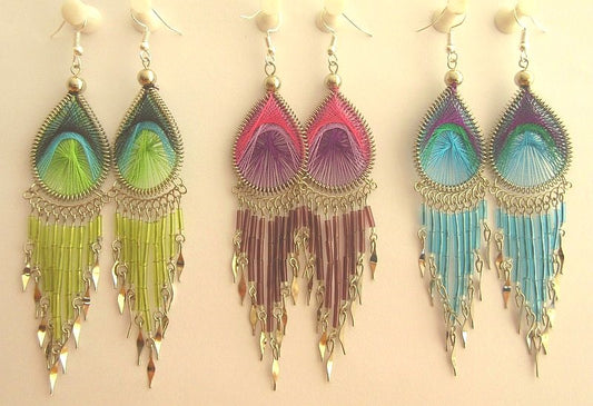 Large Drop thread Earrings, Dangle