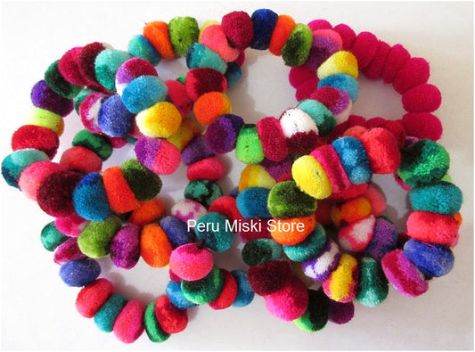 Pom-pom Scrunchies Bracelets, Elastic