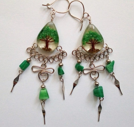 Earrings with Tree of Life, chandelier
