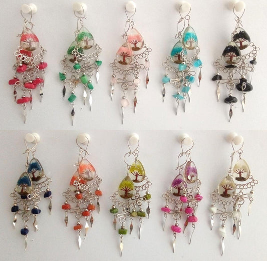 Earrings with Tree of Life, chandelier