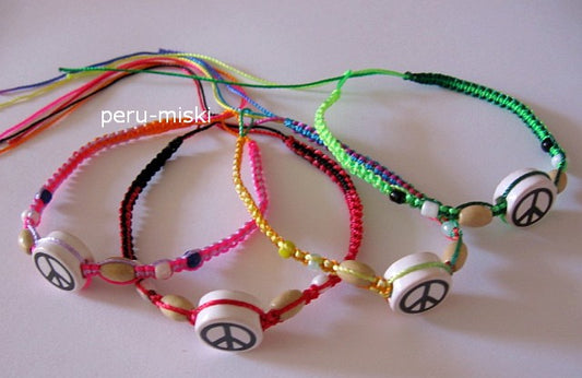 Friendship Bracelets with Peace Symbol Ceramic Beads