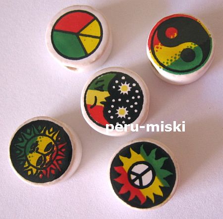 100 Ceramic Clay Beads, round 14mm, many designs