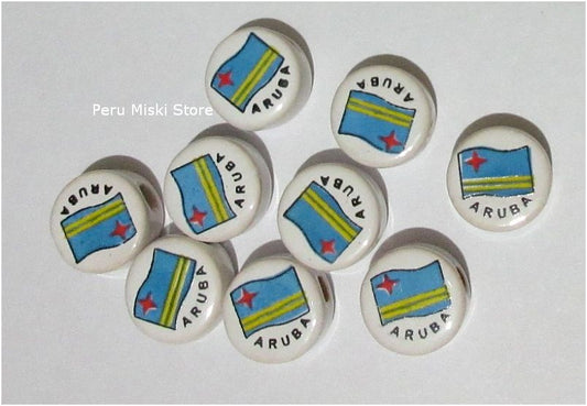 ceramic beads Aruba flag