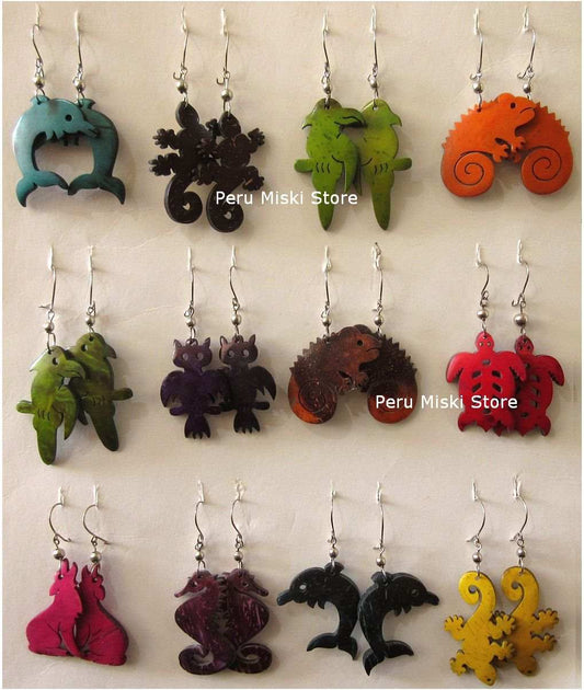 earrings, mixed animal shapes