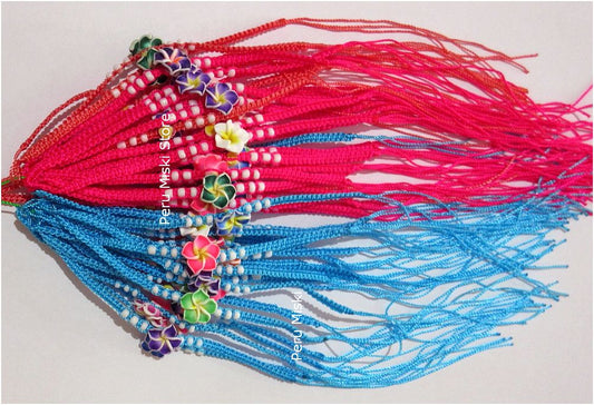 Friendship Bracelets with Clay Plumeria Flowers