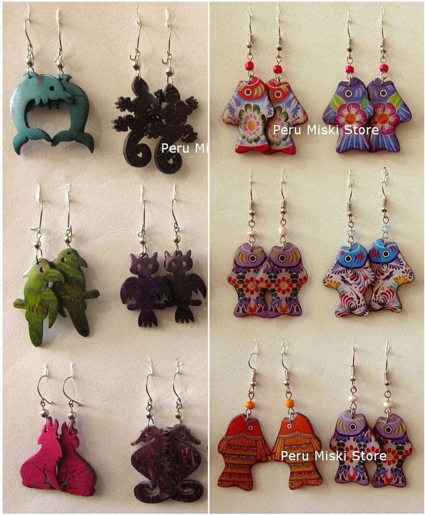 earrings, mixed animal shapes