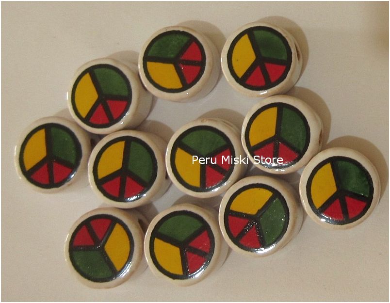 Peace sybol in rasta colros beads