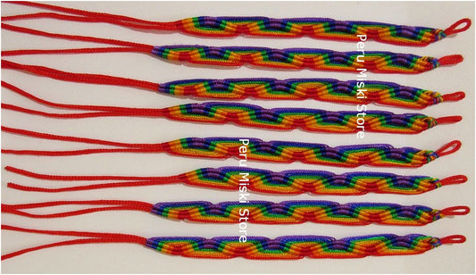 30 Friendship Bracelets Rainbow ZigZag - Red