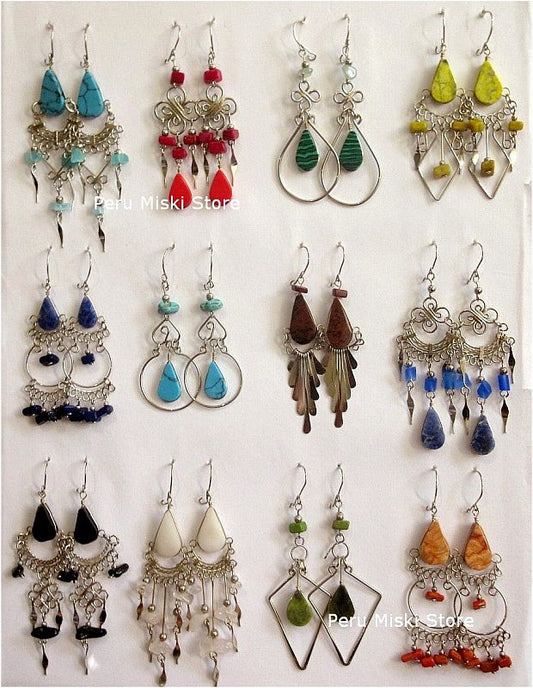 Stone Earrings, Handcrafted in Alpaca Silver