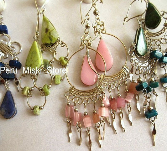 Stone Earrings, Handcrafted in Alpaca Silver