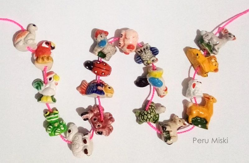 Peruvian Ceramic Beads, Mixed animals