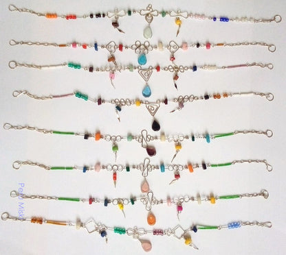 Anklets made with Alpaca Silver and Murano drops