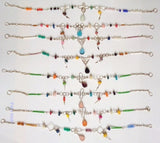 Anklets made with Alpaca Silver and Murano drops