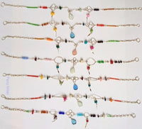 Anklets made with Alpaca Silver and Murano drops