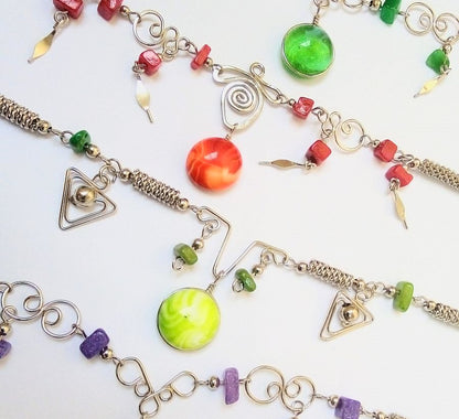 Anklets, Alpaca Silver and Murano