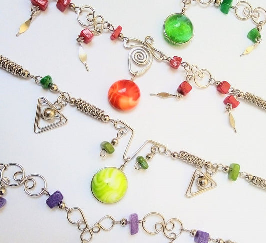 Anklets, Alpaca Silver and Murano