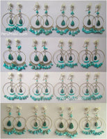 Stone Earrings with loops, turquoise