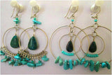  Stone Earrings with loops, turquoise