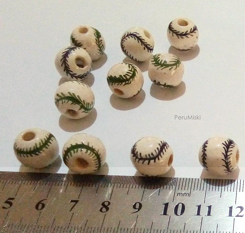 Peruvian Ceramic Beads, Baseball