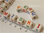 Ceramic Clay Beads, 9mm cubes, random letters