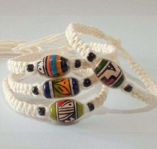 Friendship Bracelets, cotton and ceramic beads, perumiski.com
