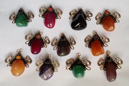 Large agate pendants with filigree