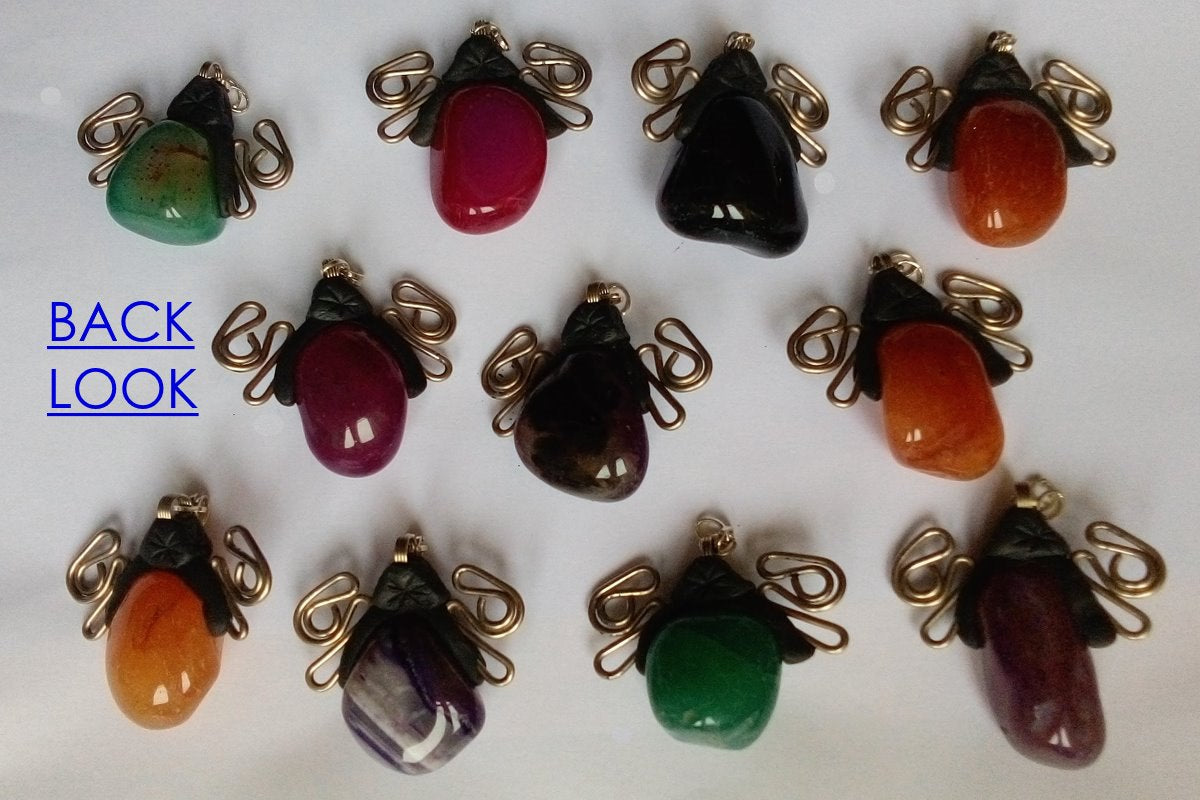 Large agate pendants with filigree