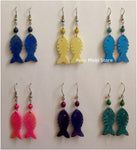 Earrings, Colorful Fish, 1 inch