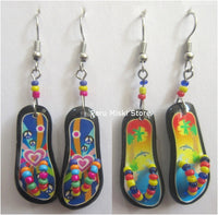 Earrings, Colorful Flip Flops, 1.25 inch