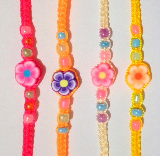 Friendship Bracelets with fimo flowers